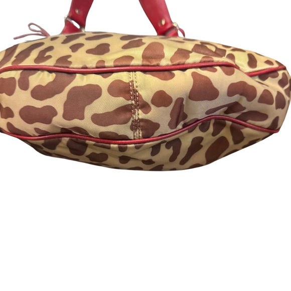 VINTAGE KATE SPADE NYLON LEOPARD PRINT SMALL RED BOW SHOULDER BAG - Picture 12 of 13
